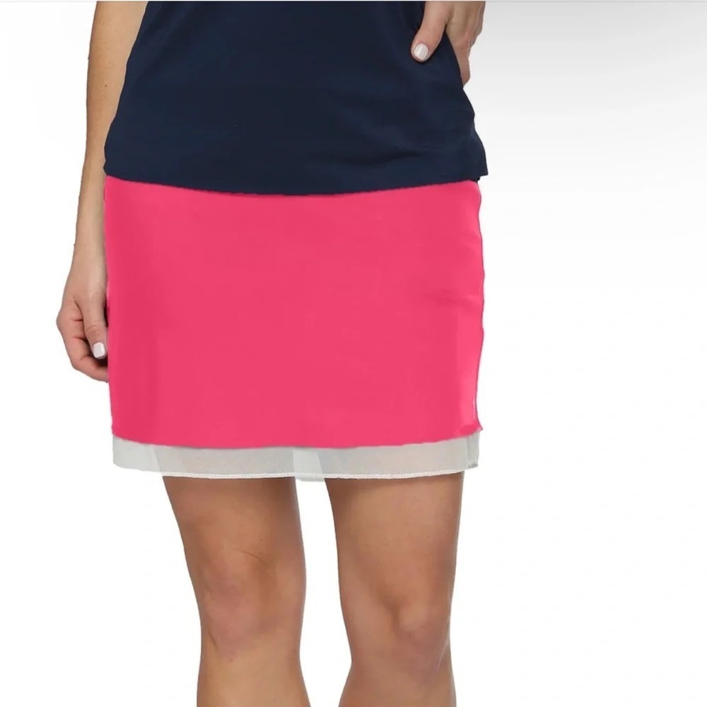 Belyn Key Hot Pink Golf Skirt Golf Tennis Pickleball Layered Stretch Athletic M